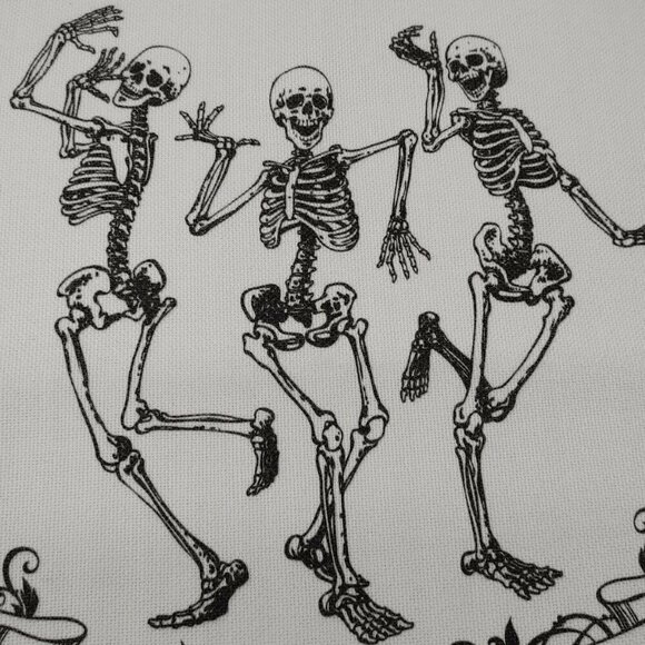 Dancing Skeletons Happy Halloween Square Pillow Cover With Zipper Closure White - Picture 4 of 11